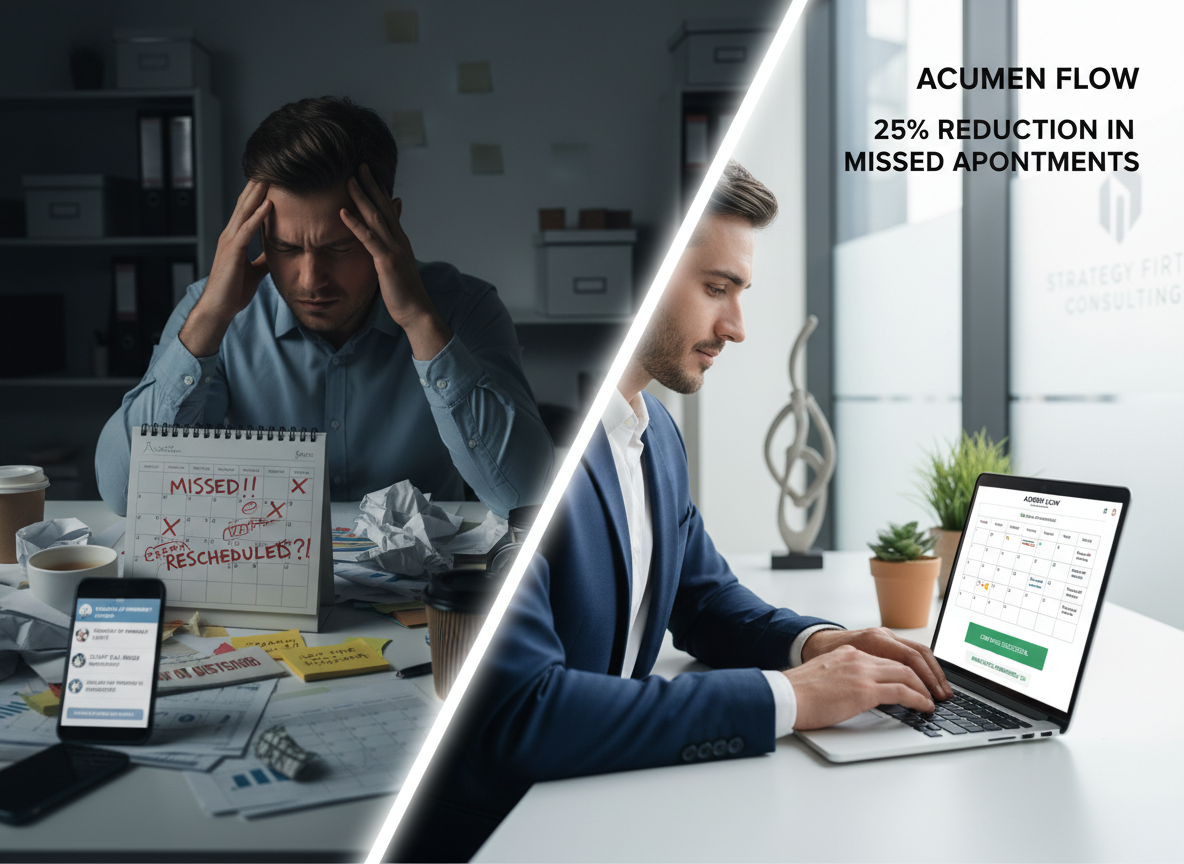 Side-by-side comparison of manual scheduling chaos versus streamlined automated scheduling with integrated tools.