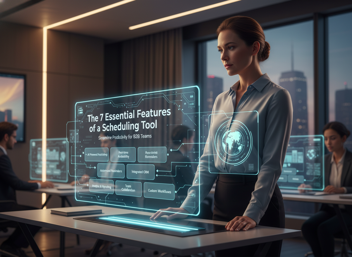 A professional observing automated scheduling tasks happening seamlessly on a futuristic interface.