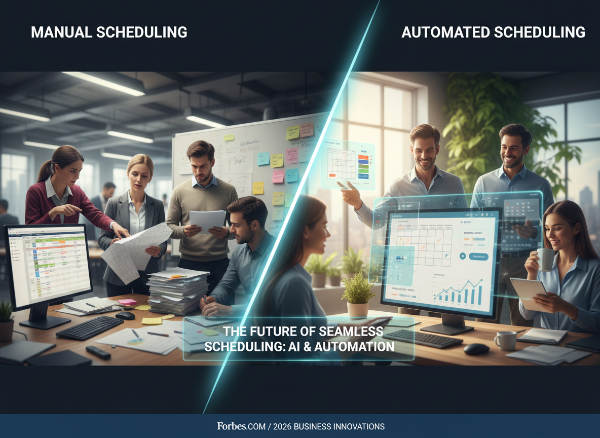 Side-by-side comparison of employee engagement with manual and automated scheduling