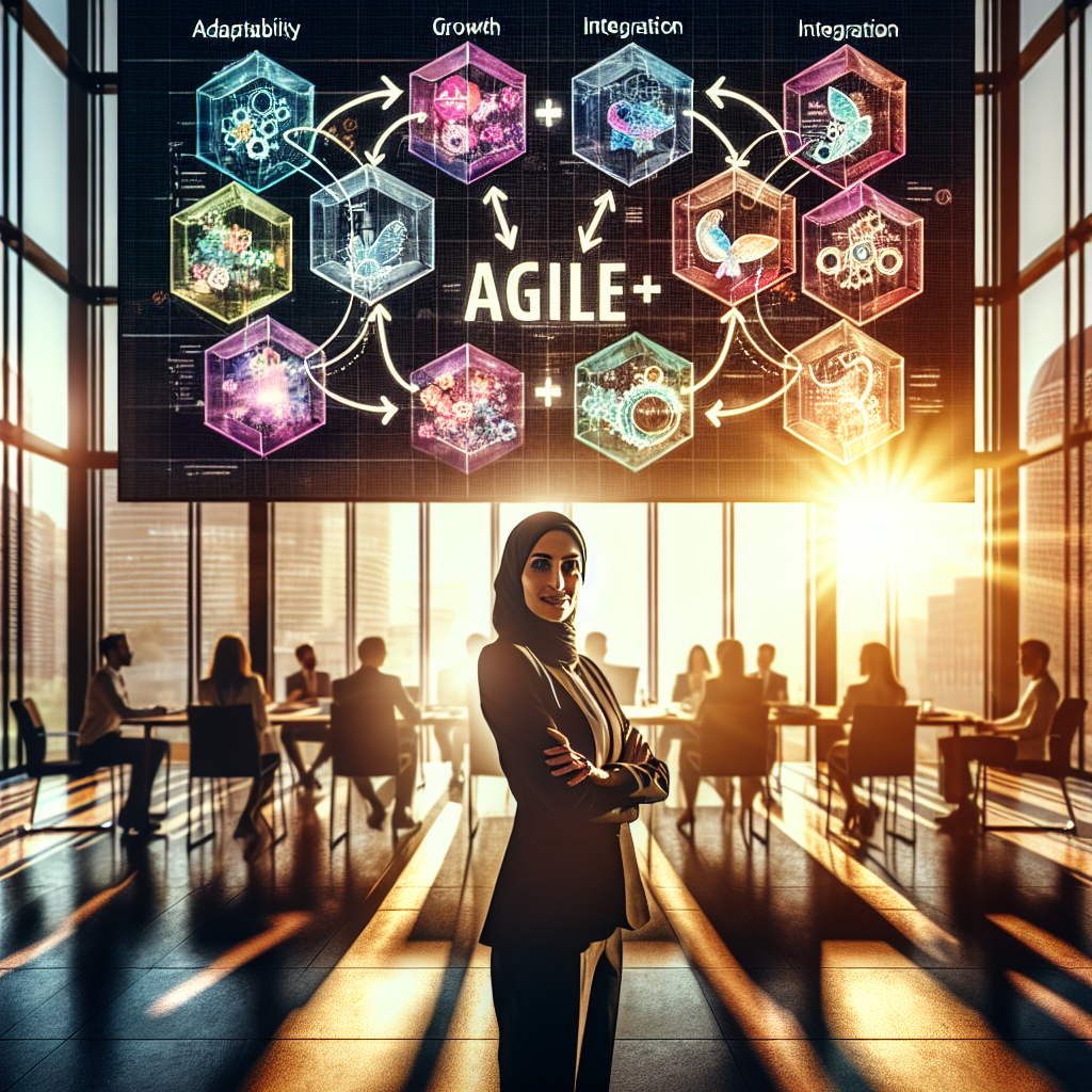A facilitator presenting the AGILE+ Framework in a workshop, emphasizing components of agile scheduling.