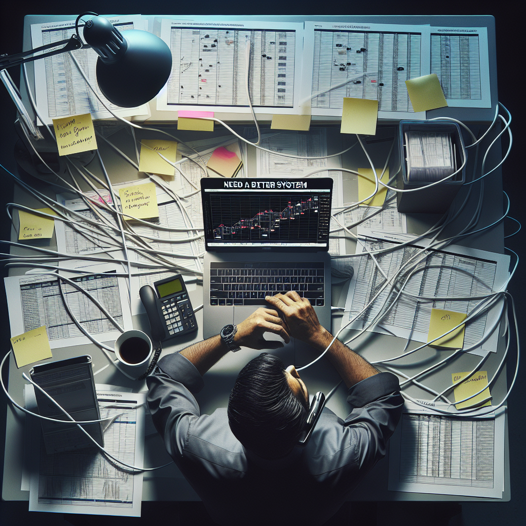 An overhead shot of a healthcare administrator's cluttered desk, reflecting the complexities and challenges of traditional scheduling.
