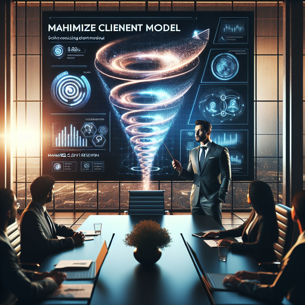 A project manager presenting the Schedly Engagement Model in a conference room, showcasing a flowchart on a digital screen.