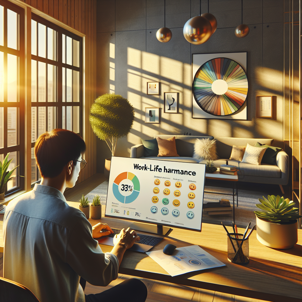 An employee in a home office reviewing a balanced work schedule on a laptop, showcasing the link between scheduling automation and job satisfaction.