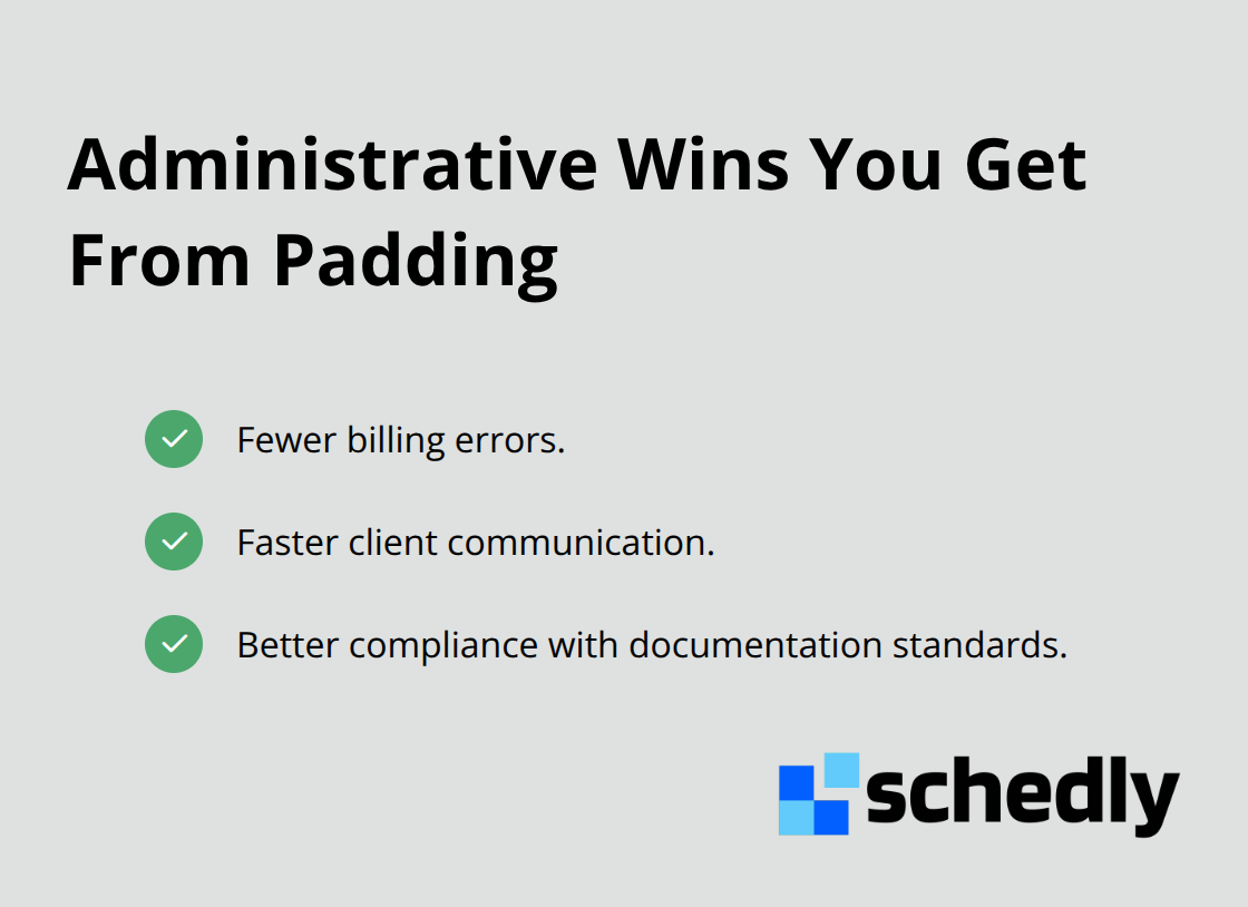 Checklist of administrative benefits enabled by appointment padding. - appointment buffer time