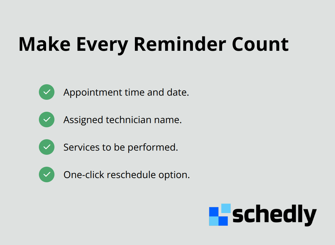 Checklist of essential reminder details for reducing no-shows