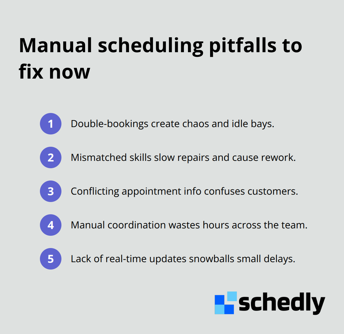 Key inefficiencies caused by manual scheduling in auto service shops - Car service scheduling