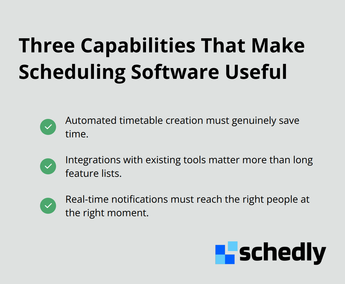 Checklist of the three most important scheduling software capabilities - Education scheduling software