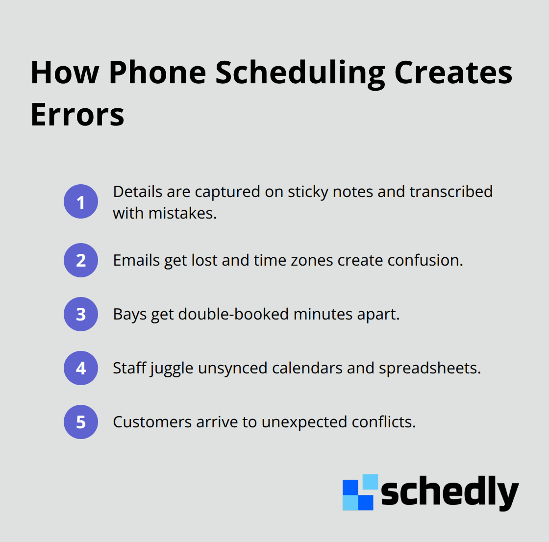 Key ways phone-based scheduling creates cascading errors in auto repair shops - automotive service scheduling